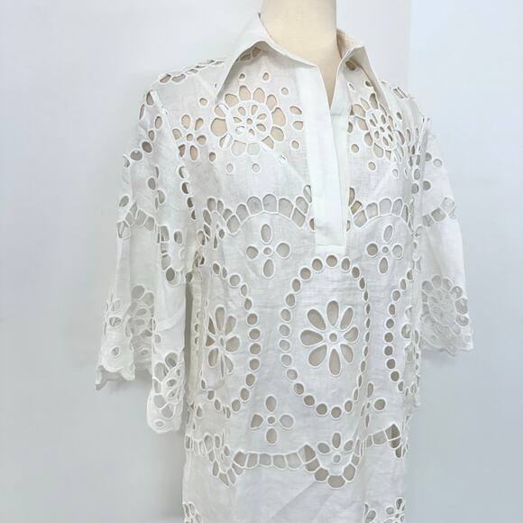 ZIMMERMANN Lexi Embroidered Tunic Eyelet Sheer Top in Ivory 0 (US 4) NWT - Picture 3 of 13